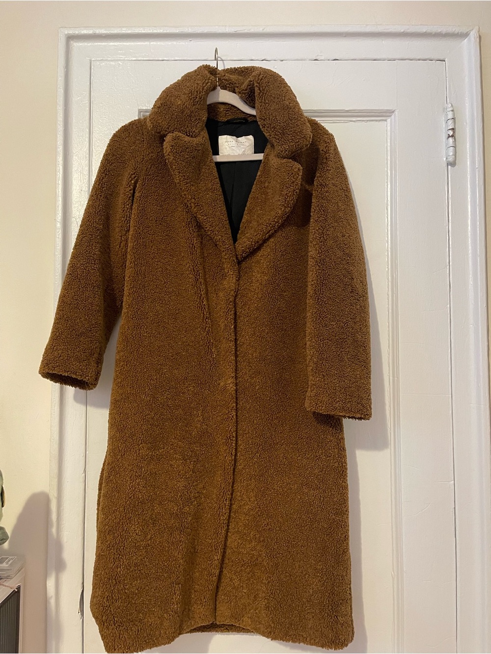 Zara Brown Teddy Faux Shearling Long Coat